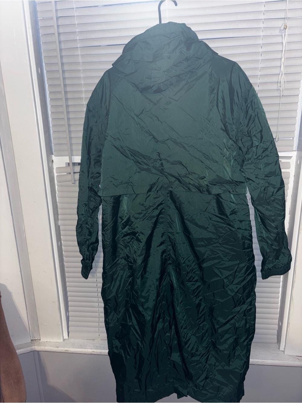 IVY PARK Forest Green Long Raincoat with Lime Stripes, Sz M - Picture 5 of 9
